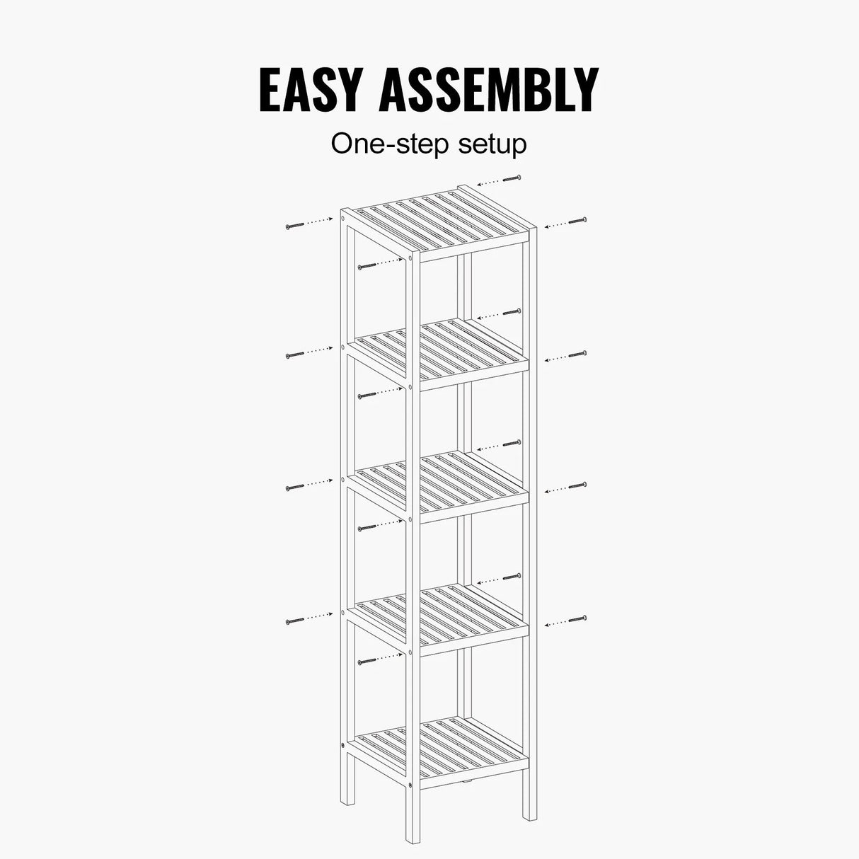 5 Tier Bookshelf Storage Bookcase Shelving Unit for Home Office