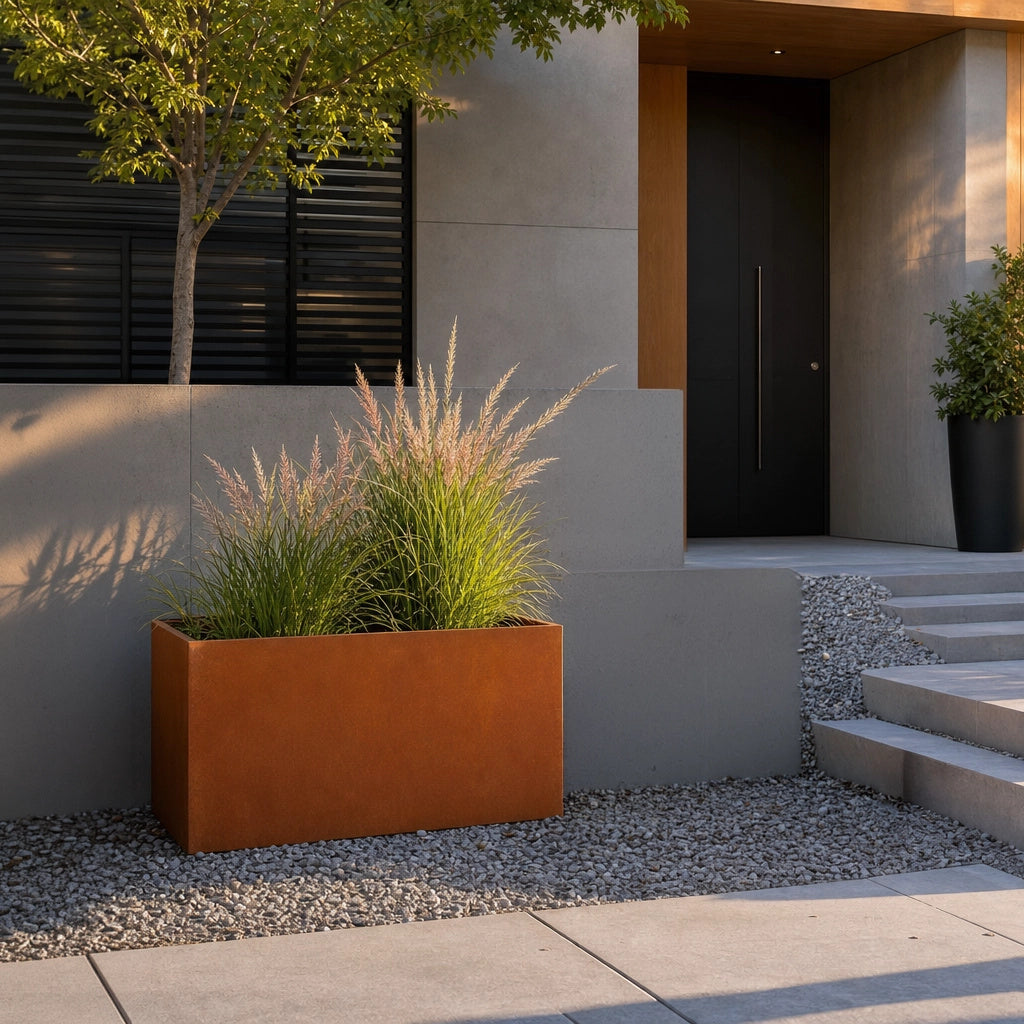 Corten Steel Planter Box 62x40x39cm Outdoor Garden Raised Bed Rust Finish