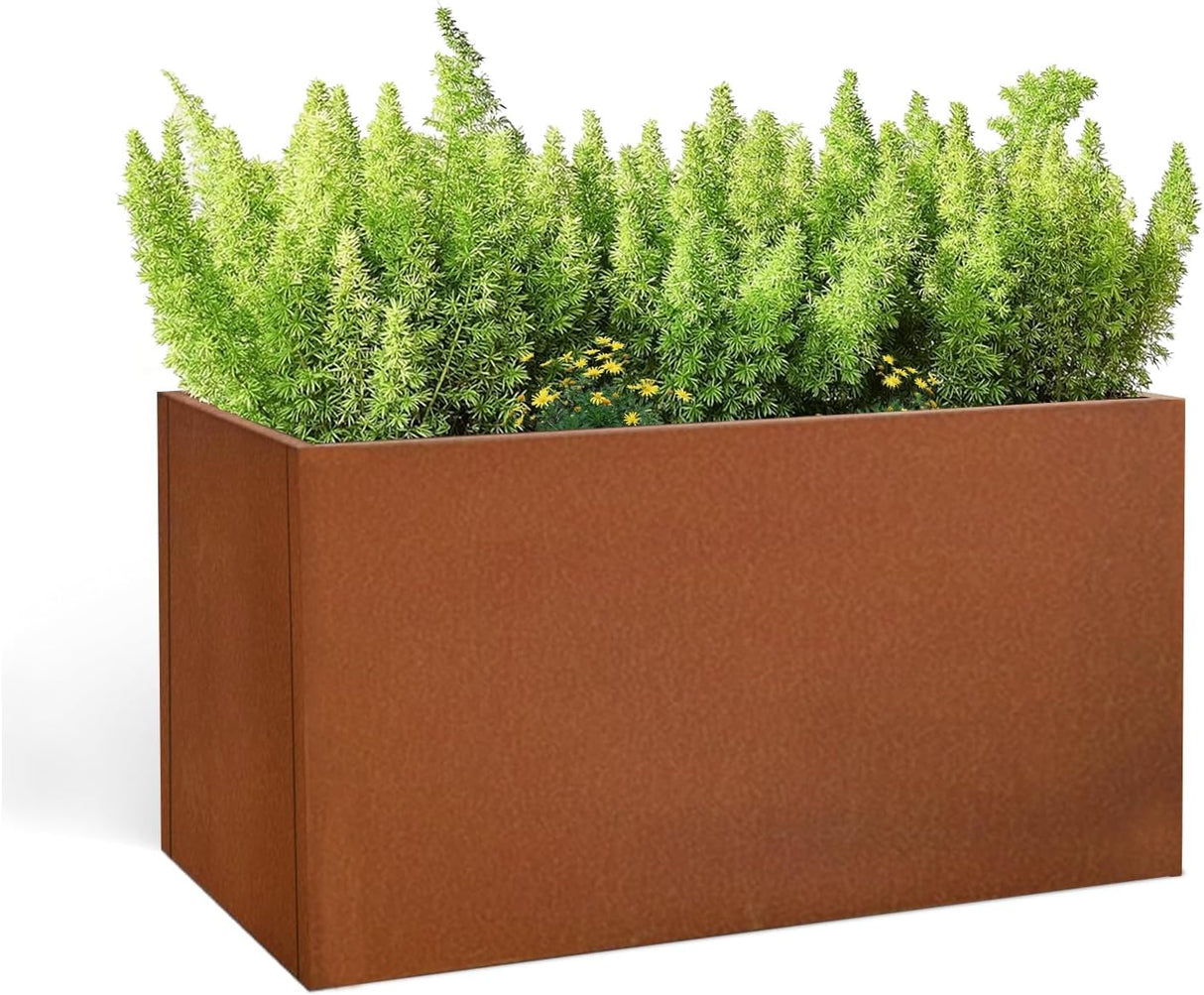 Corten Steel Planter Box 62x40x39cm Outdoor Garden Raised Bed Rust Finish