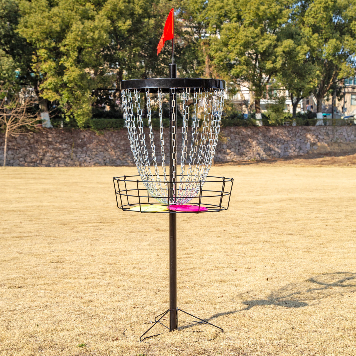 Disc Golf Basket 24 Chain Portable Target with 6 Discs Set