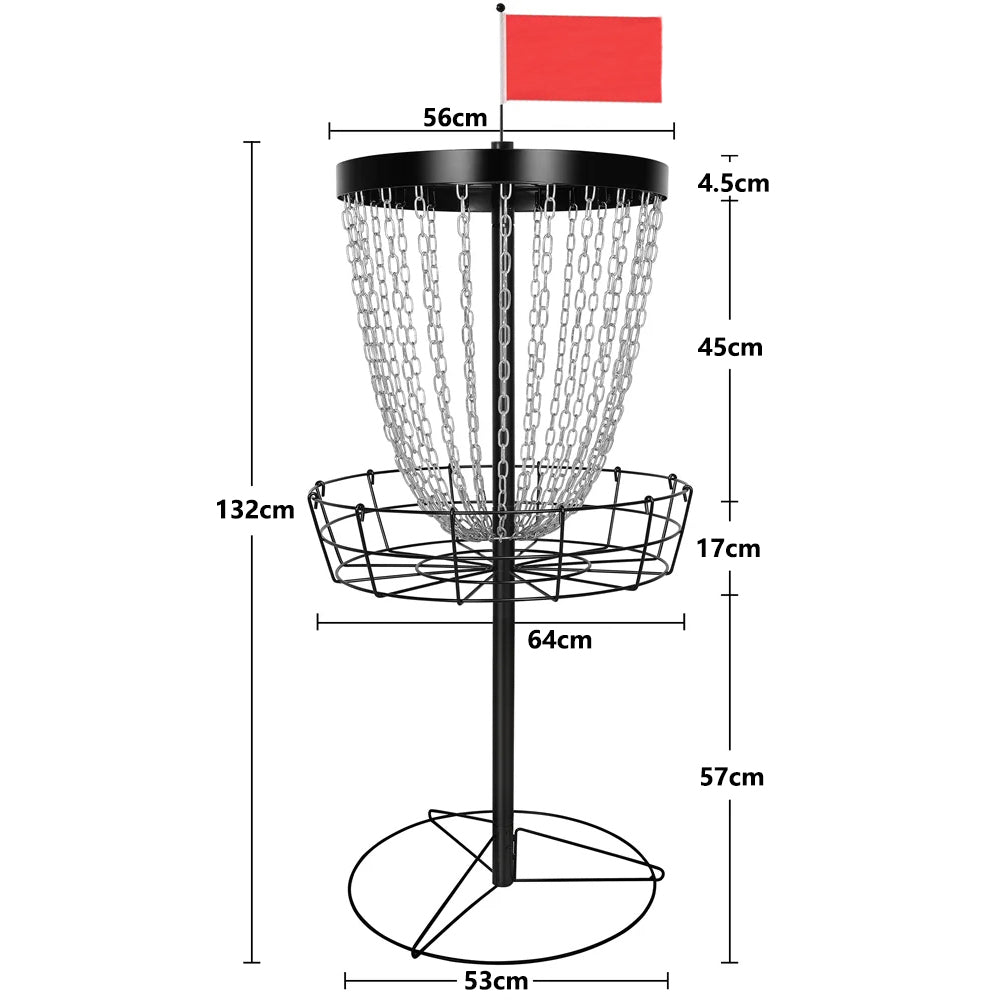 Disc Golf Basket 24 Chain Portable Target with 6 Discs Set