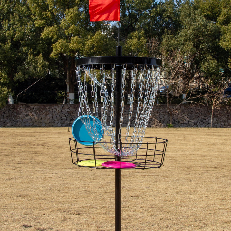 Disc Golf Basket 24 Chain Portable Target with 6 Discs Set