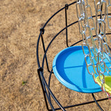 Disc Golf Basket 24 Chain Portable Target with 6 Discs Set - Low Angle