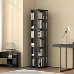 360 Rotating Bookshelf Bamboo Storage Display Rack Shelving in Black