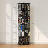 360 Rotating Bookshelf Bamboo Storage Display Rack Shelving in Black - Extra Image