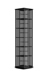 360 Rotating Bookshelf Bamboo Storage Display Rack Shelving in Black - Front View