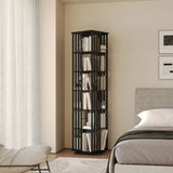 360 Rotating Bookshelf Bamboo Storage Display Rack Shelving in Black - Side View