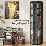 360 Rotating Bookshelf Bamboo Storage Display Rack Shelving in Black
