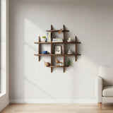 90x90cm Solid Wood Wall Mounted Display Shelf Antique Style Decor