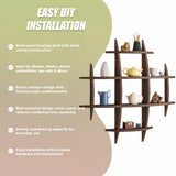 90x90cm Solid Wood Wall Mounted Display Shelf Antique Style Decor
