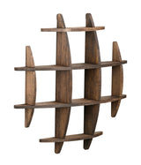 90x90cm Solid Wood Wall Mounted Display Shelf Antique Style Decor - 45-Degree Angle