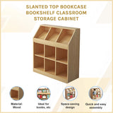 Slanted Top Bookcase Bookshelf Classroom Storage Cabinet - Rear View
