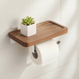 Toilet Paper Holder with Shelf Wall Mounted Bathroom Storage - Front View