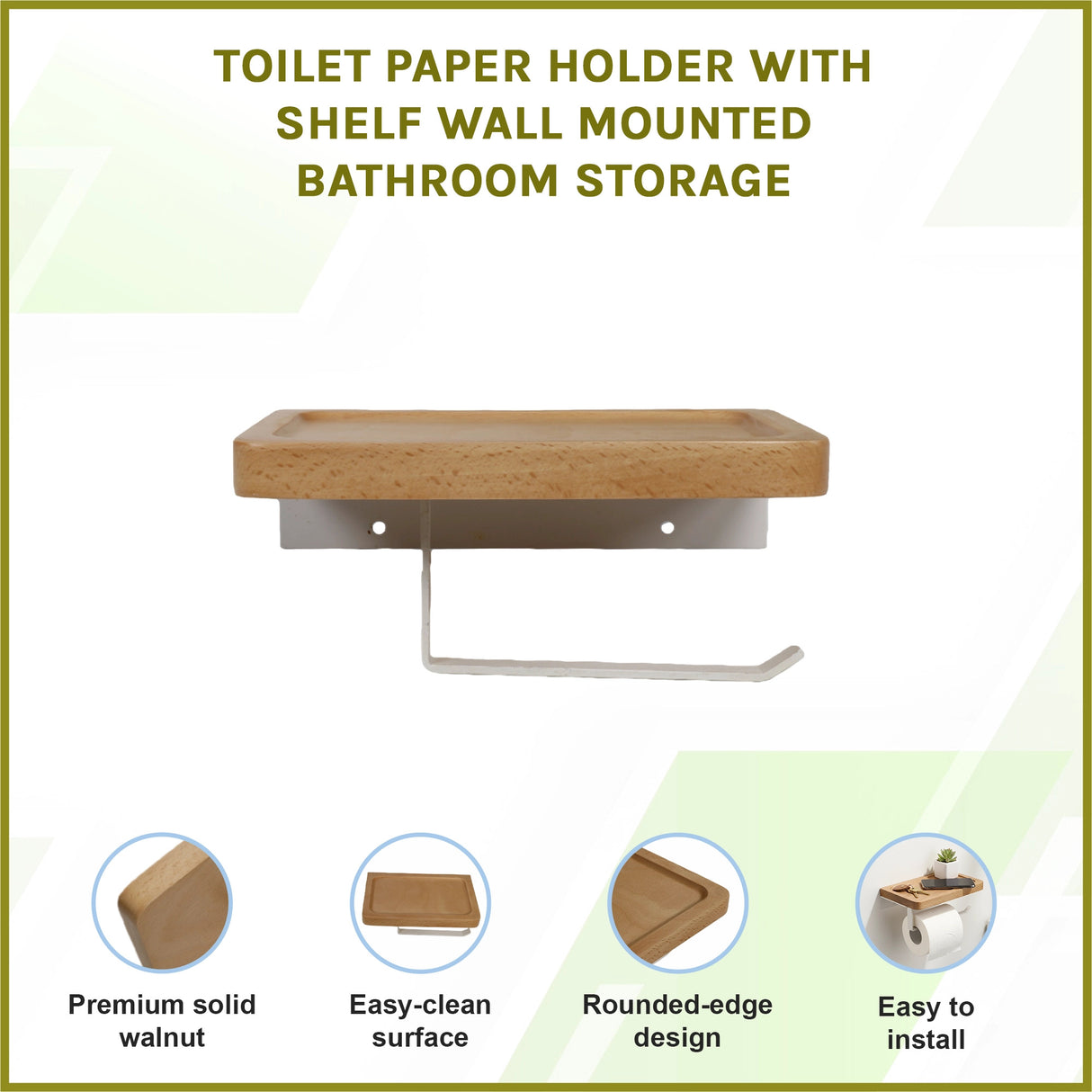 Toilet Paper Holder with Shelf Wall Mounted Bathroom Storage