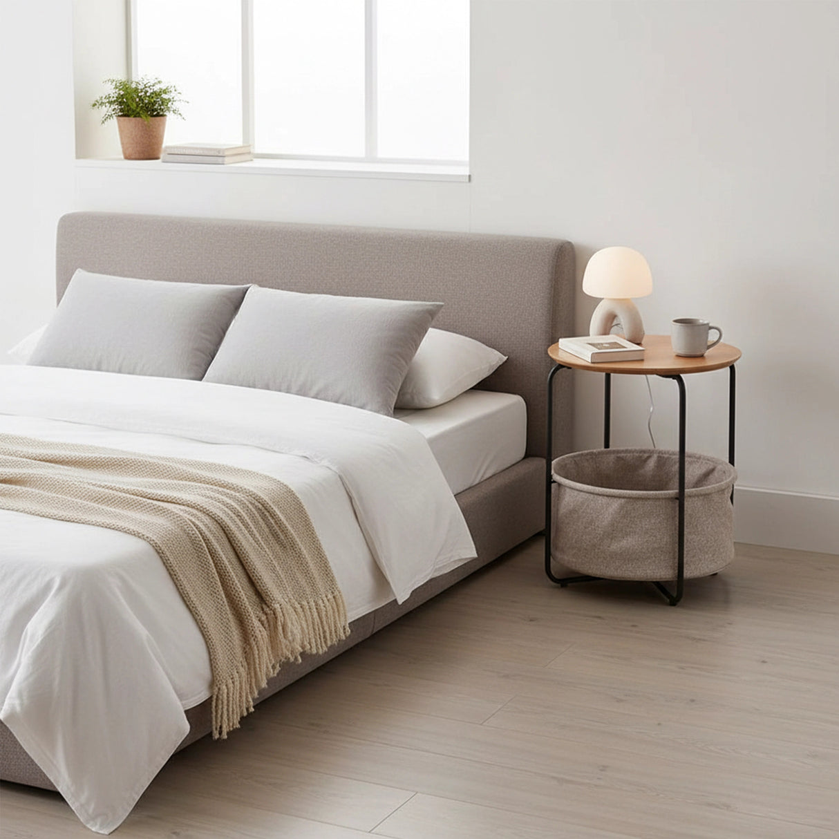 Modern Bedside Table Nightstand Storage for Bedroom or Living Room