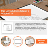 A2 LED Light Box for Drawing, Calligraphy & Tracing Artists Pad