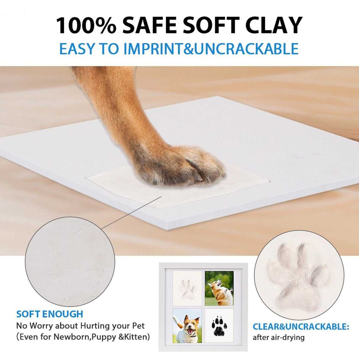 Pet Paw Print Kit DIY Photo Frame for Dogs & Cats Keepsake