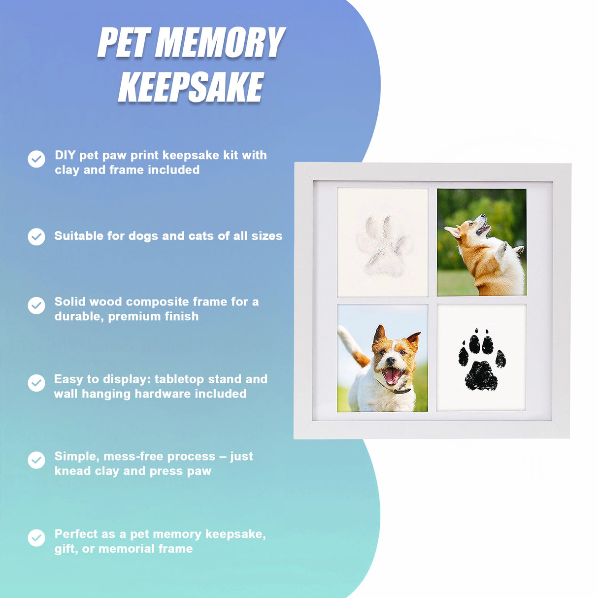 Pet Paw Print Kit DIY Photo Frame for Dogs & Cats Keepsake