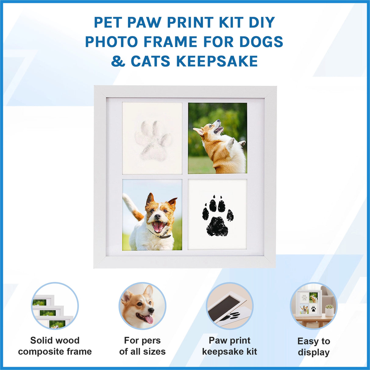 Pet Paw Print Kit DIY Photo Frame for Dogs & Cats Keepsake