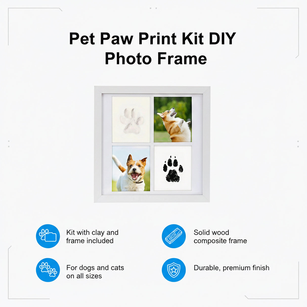 Pet Paw Print Kit DIY Photo Frame for Dogs & Cats Keepsake