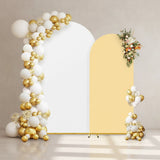 Arch Backdrop Stand with White & Yellow Cover Set for Weddings Events
