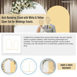 Arch Backdrop Stand with White & Yellow Cover Set for Weddings Events - 45-Degree Angle