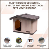 Plastic Dog House Kennel Shelter for Indoor & Outdoor Pets Weatherproof - Side View