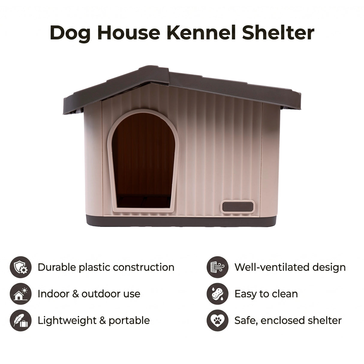 Plastic Dog House Kennel Shelter for Indoor & Outdoor Pets Weatherproof