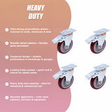 4 Pack 5 Inch Heavy Duty Locking Caster Wheels Swivel Plate Castors - Extra Image