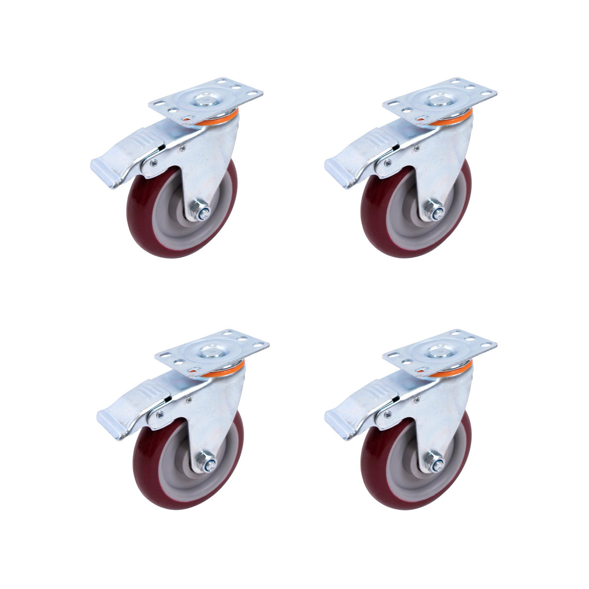 4 Pack 5 Inch Heavy Duty Locking Caster Wheels Swivel Plate Castors