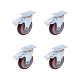 4 Pack 5 Inch Heavy Duty Locking Caster Wheels Swivel Plate Castors