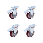4 Pack 5 Inch Heavy Duty Locking Caster Wheels Swivel Plate Castors