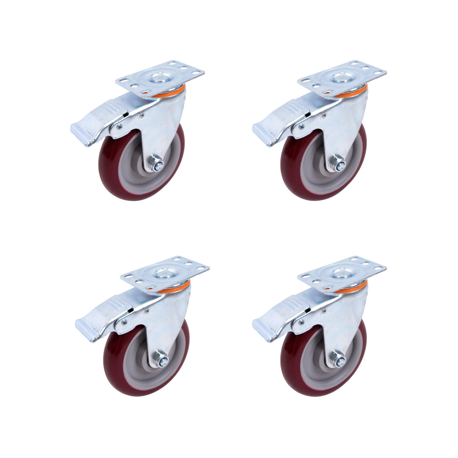 4 Pack 5 Inch Heavy Duty Locking Caster Wheels Swivel Plate Castors