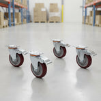 4 Pack 5 Inch Heavy Duty Locking Caster Wheels Swivel Plate Castors