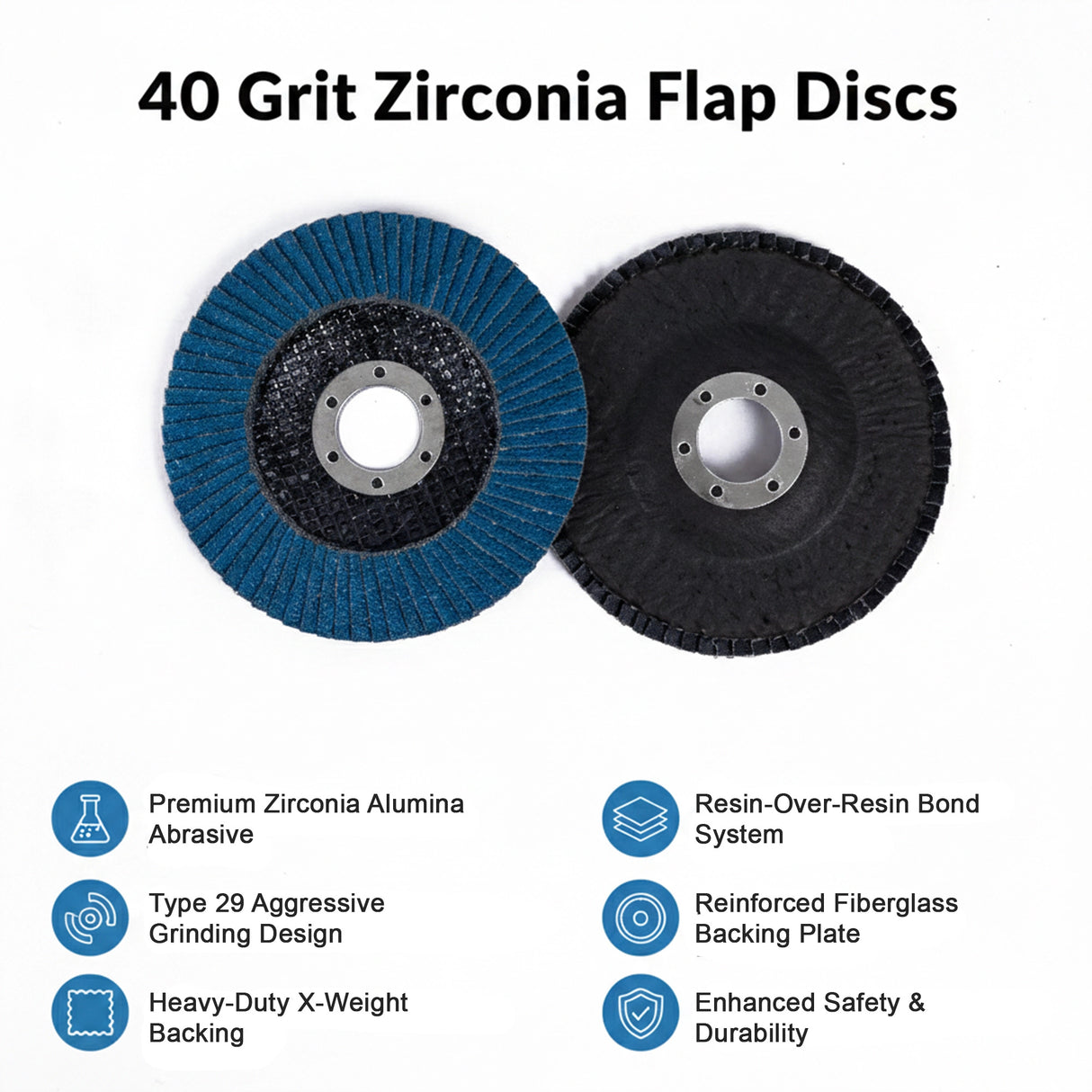 40 Grit Zirconia Flap Discs 4.5in 40 Pack for Angle Grinder Grinding
