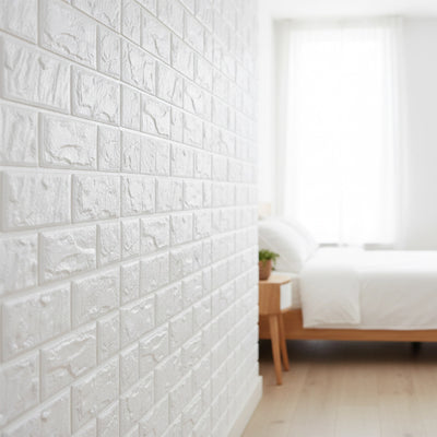 3D Brick Wall Tile Stickers 60x30cm &ndash; 50 Pack Peel & Stick Wallpaper