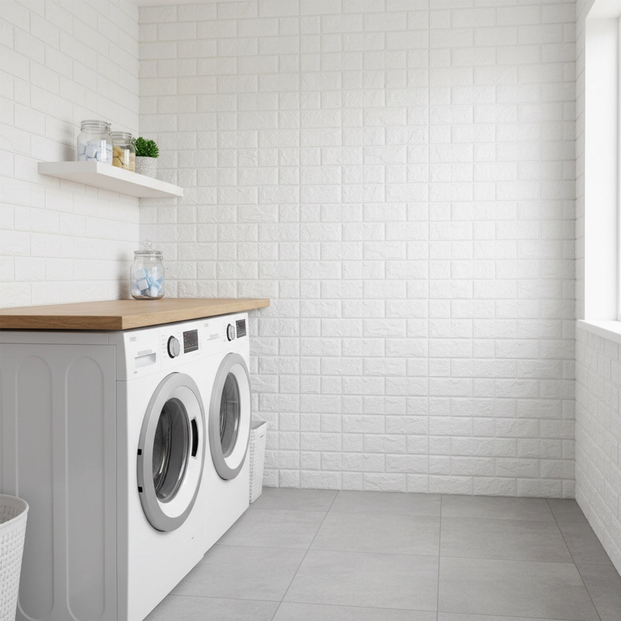 3D Brick Wall Tile Stickers 60x30cm &ndash; 50 Pack Peel & Stick Wallpaper