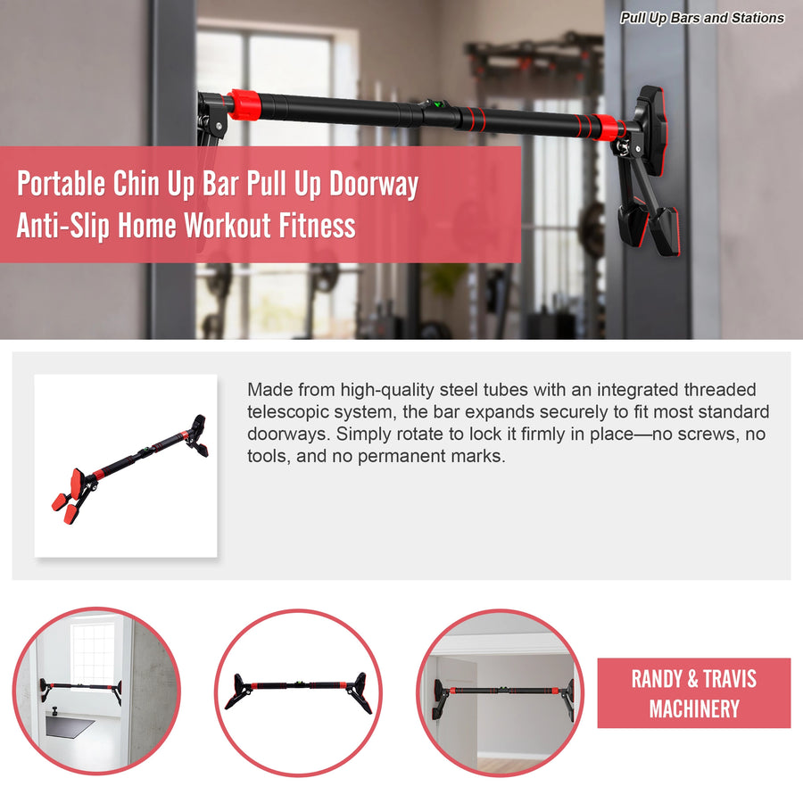Portable Chin Up Bar Pull Up Doorway Anti-Slip Home Workout Fitness