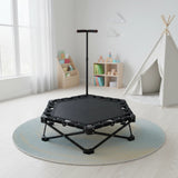 Foldable Fitness Trampoline with Handle Compact Folding Rebounder - Side View