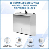 304 Stainless Steel Wall Mounted Paper Towel Dispenser Holder