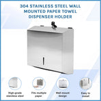 304 Stainless Steel Wall Mounted Paper Towel Dispenser Holder