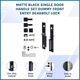 Matte Black Single Door Handle Set Dummy Front Entry Deadbolt Lock