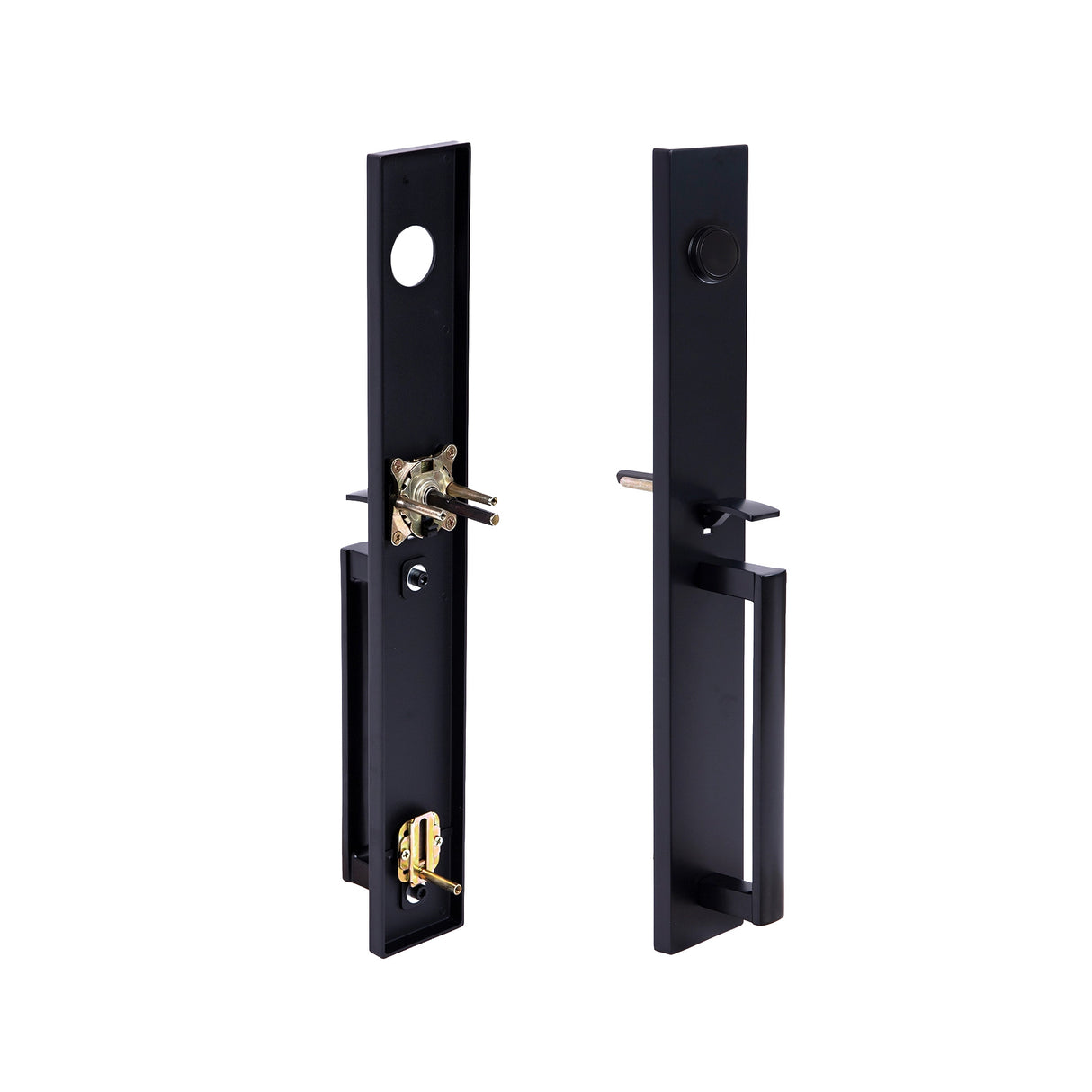 Matte Black Single Door Handle Set Dummy Front Entry Deadbolt Lock
