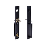 Matte Black Single Door Handle Set Dummy Front Entry Deadbolt Lock - 45-Degree Angle