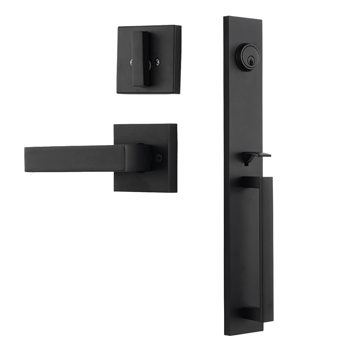 Matte Black Single Door Handle Set Dummy Front Entry Deadbolt Lock