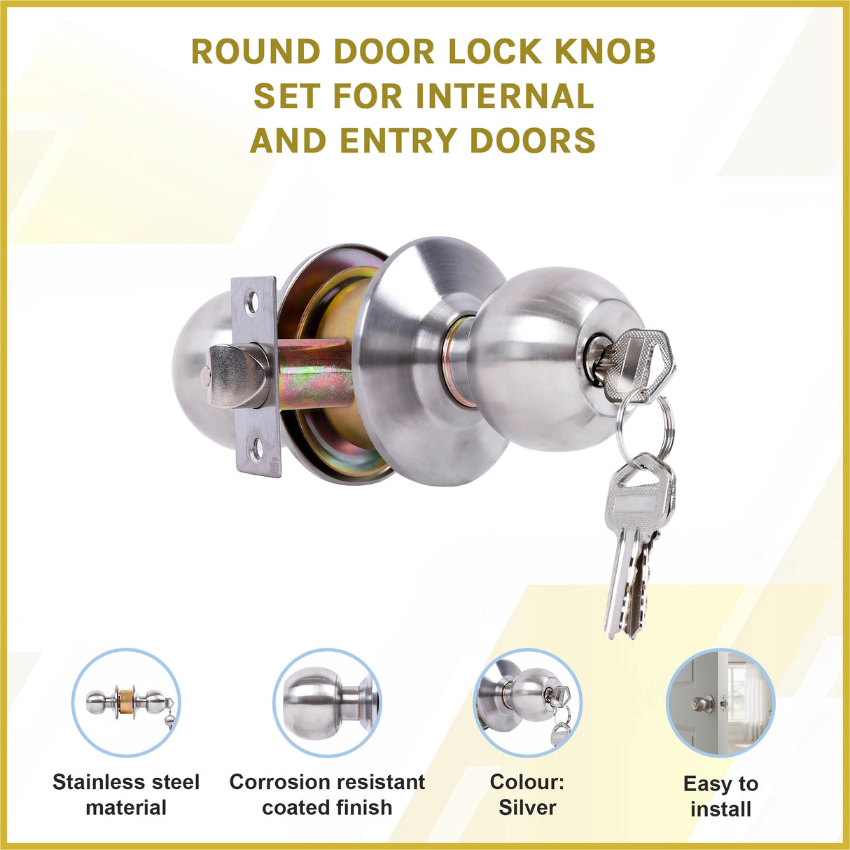 Round Door Lock Knob Set for Internal and Entry Doors