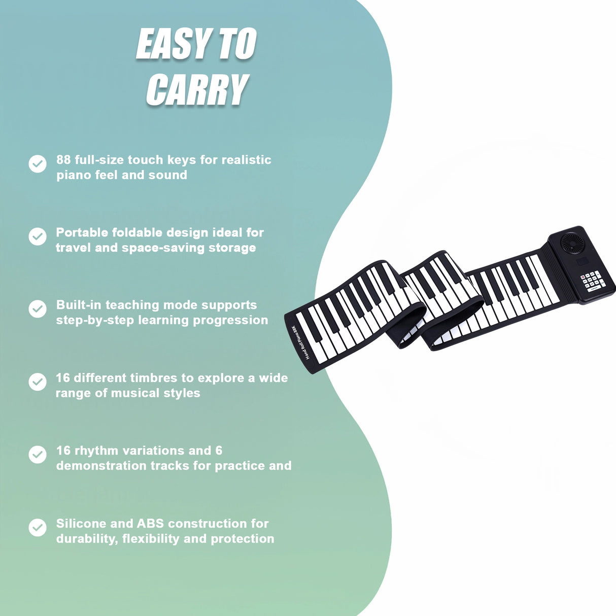 88 Key Portable Foldable Silicone Electronic Keyboard Piano Music
