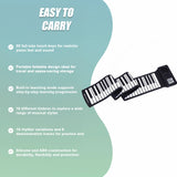 88 Key Portable Foldable Silicone Electronic Keyboard Piano Music - Top-Down View