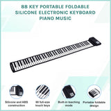 88 Key Portable Foldable Silicone Electronic Keyboard Piano Music - Low Angle