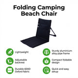 Folding Camping Beach Chair with Back Support Lightweight Travel